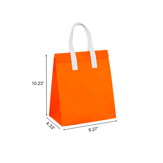 Aluminum Cooler Orange Insulated Takeout Bags (8.27″ × 4.33″ × 10.33″) with White Flat Handles - SKU #6030