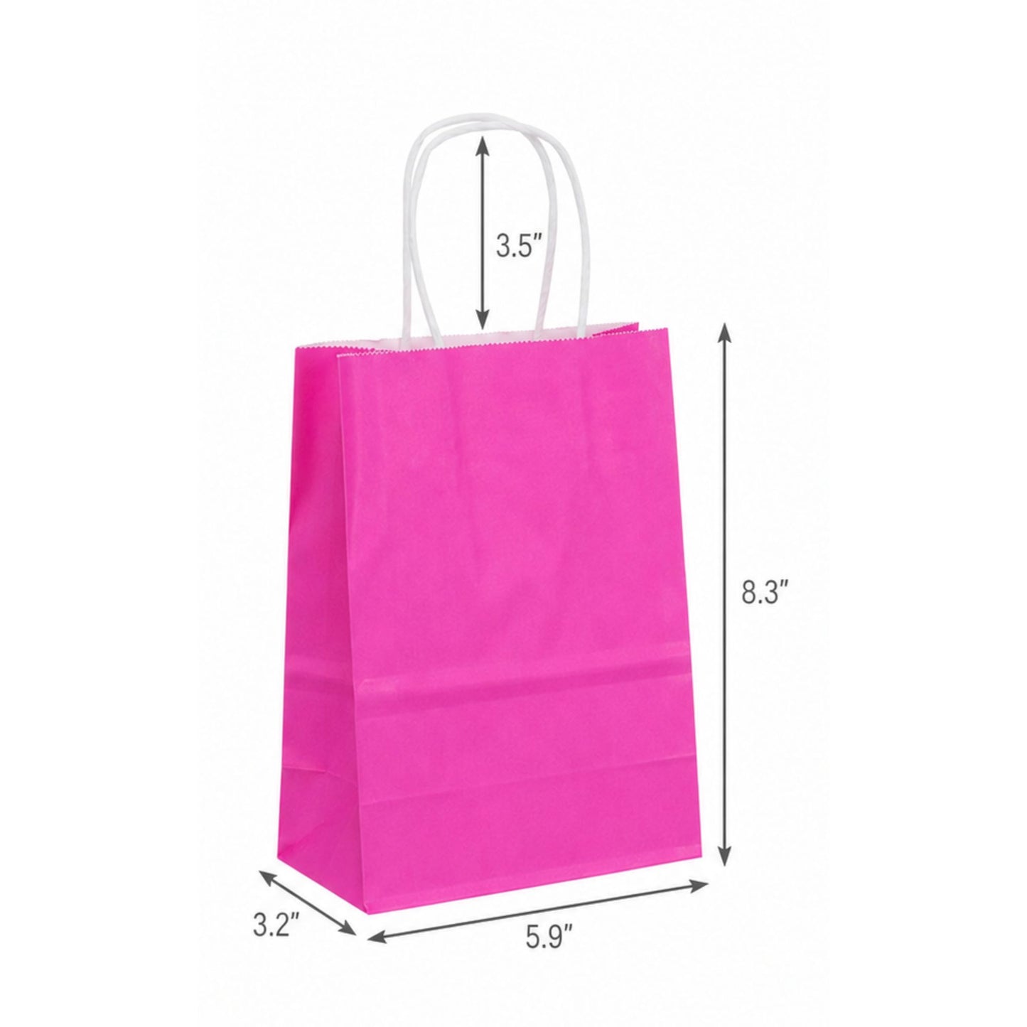 Hot Pink Paper Shopping Bag with Twisted Handles (5.9" x 3.2" x 8.3"), Gem, SKU #6500