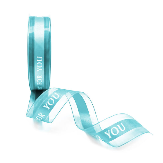 5pcs Azure Blue 0.98x1440 inches "Just For You" Single Faced Ribbon; $5.5/pc