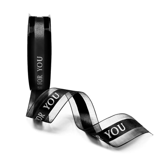 5pcs Black 0.98x1440 inches "Just For You" Single Faced Ribbon; $5.5/pc
