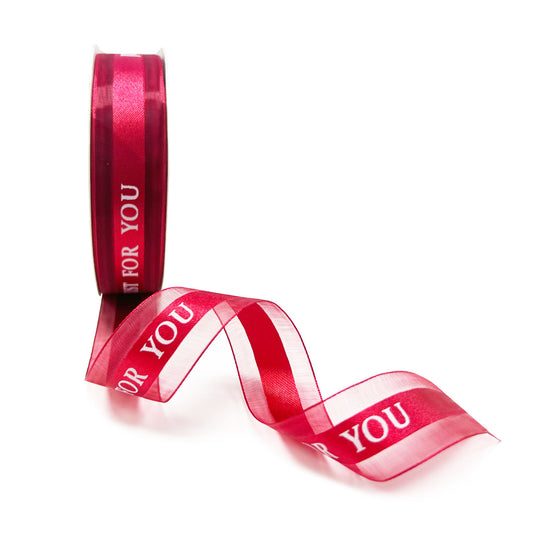 5pcs Maroon 0.98x1440 inches "Just For You" Single Faced Ribbon; $5.5/pc