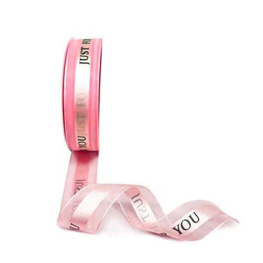 5pcs Pink 0.98x1440 inches "Just For You" Single Faced Ribbon; $5.5/pc