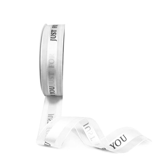 5pcs White 0.98x1440 inches "Just For You" Single Faced Ribbon; $5.5/pc