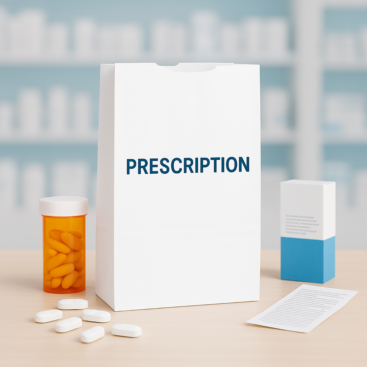 #3 - 4.5" x 3.75" x 9" - Prescription Bags - White Grocery Bags - Carton of 1000 - KIS PAPER - 6023; $0.058/pc