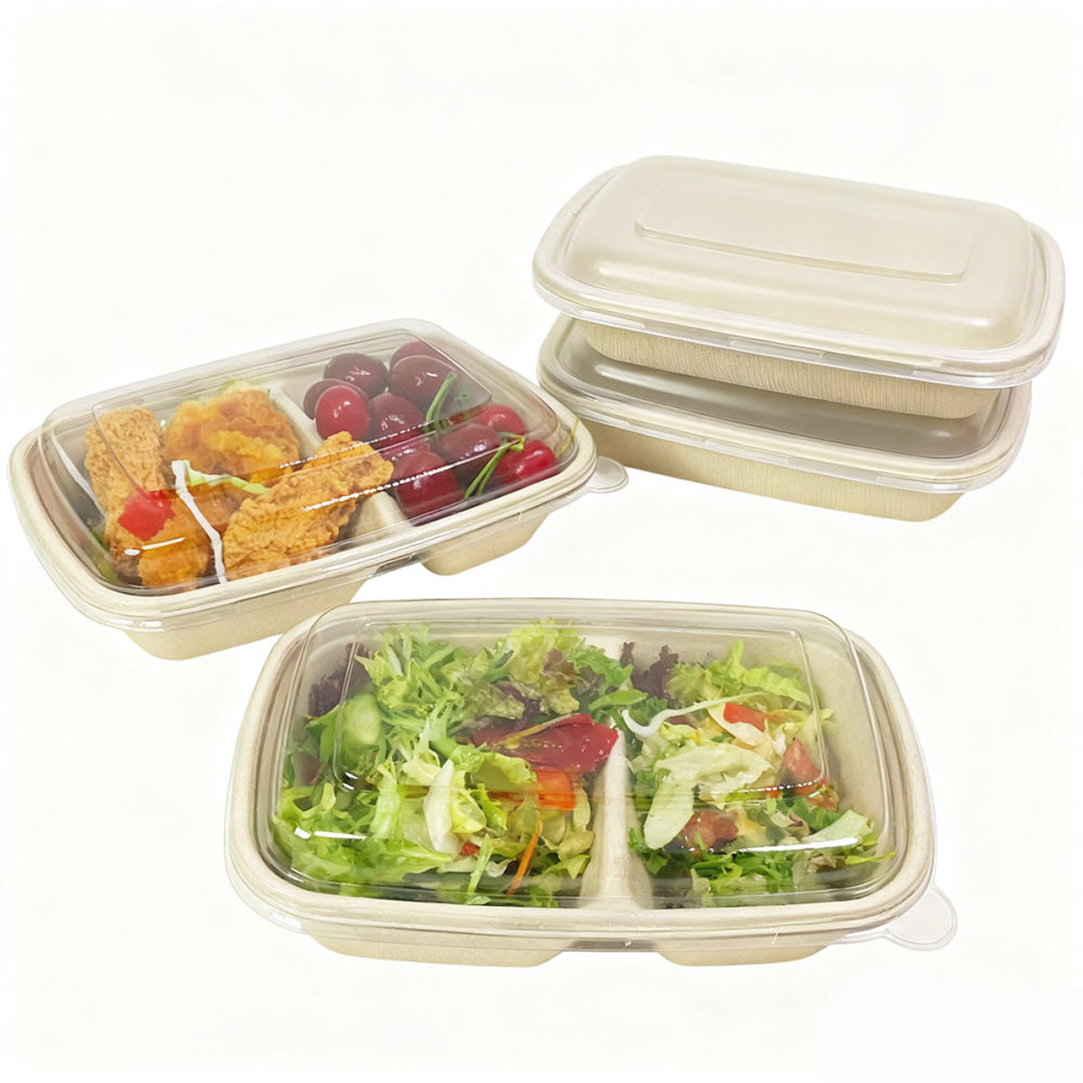 500ml - Natural Pulp Rectangle Food Container Base - Carton of 300 - KIS PAPER - 6166; $0.15/pc