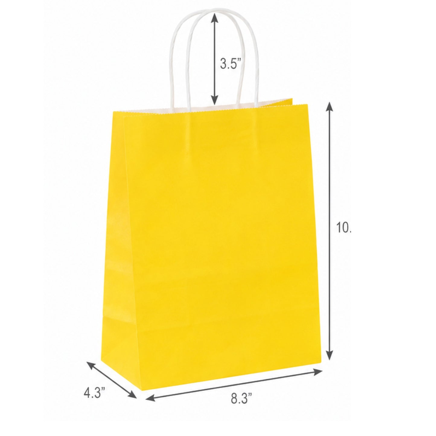 Bright Yellow Paper Shopping Bag with Twisted Handles (8.3" x 4.3" x 10.6"), Cub, SKU 6495