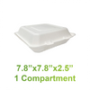 7.8" x 7.8" x 2.5" - Bagasse Clamshell -Shallow - Case of 200 - KIS PAPER - 5118; from $0.18/pc