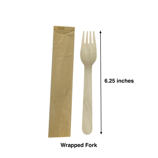 160mm - Wooden Fork Paper Wrapped - Carton of 1000 - KIS PAPER - 1178; $0.030/pc