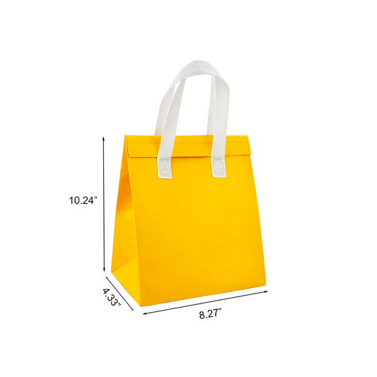 Aluminum Cooler Yellow Insulated Takeout Bags (8.27″ × 4.33″ × 10.33″) with White Flat Handles - SKU #6031