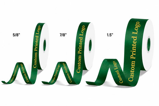 Custom Print Forest Green Solid Single-Face Satin Ribbon – 3 Sizes (⅝″, ⅞″, 1½″)
