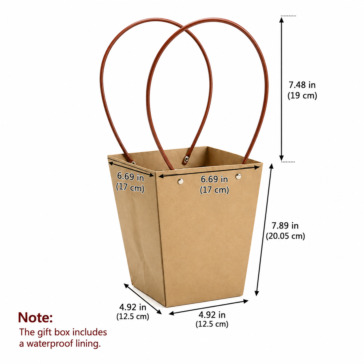 Kraft Brown Waterproof Flower Pot Bags – 4 Sizes (Small, Medium, Large, Extra Large) | 50pcs/Bundle