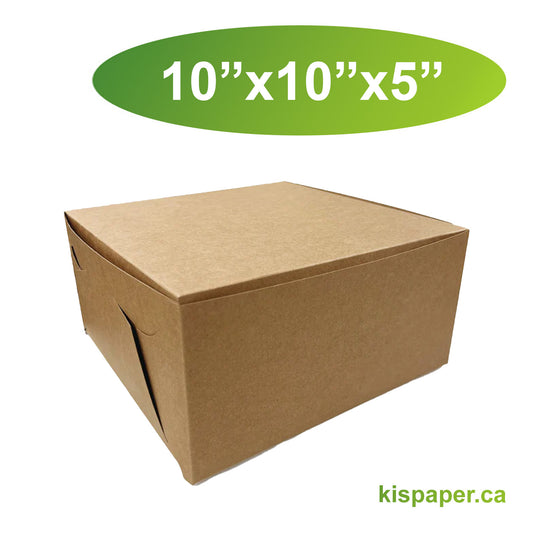 10" x 10" x 5" - Kraft Bakery Boxes - Carton of 100 - KIS PAPER - 5331; $1.21/pc