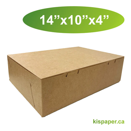 14" x 10" x 4" - Kraft Bakery Boxes - Carton of 100 - KIS PAPER - 5335; $0.89/pc