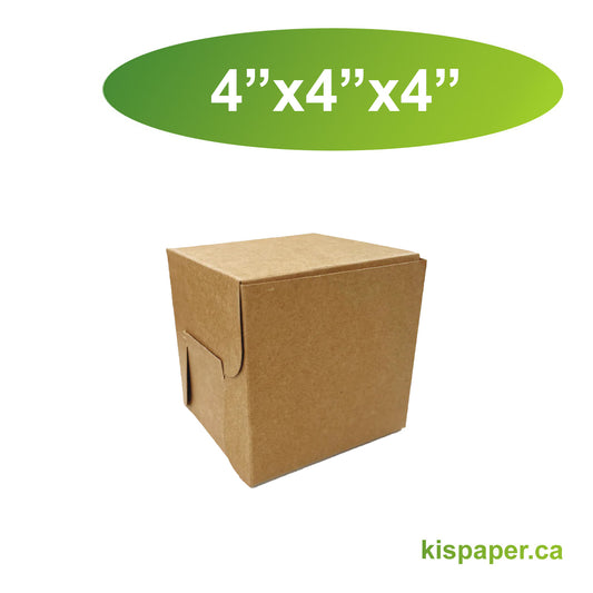 4" x 4" x 4" - Kraft Bakery Boxes - Carton of 100 - KIS PAPER - 5332; $0.29/pc