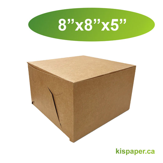 8" x 8" x5" - Kraft Bakery Boxes - Carton of 100 - KIS PAPER - 5334; $0.69/pc