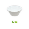 32oz - PP Round Bowl Container Combo Set White - Carton of 150 - KIS PAPER - 5165; $0.30/set