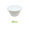 42oz - PP Round Bowl Container Combo Set White - Carton of 150 - KIS PAPER - 5167; $0.30/set