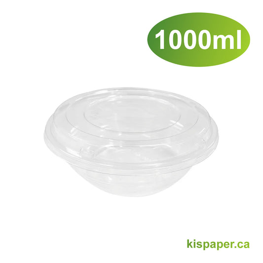 1000ml - Clear PP Donburi Bowls Sets - Carton of 200 - KIS PAPER - 5210; $0.37/set