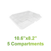 10.6" x 8.2" - PP Bento Boxes Sets 5 Compartments - Carton of 200 - KIS PAPER - 5211; $0.47/set