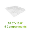 10.6" x 10.6" - PP Bento Boxes Sets 5 Compartments - Carton of 100 - KIS PAPER - 5212; $0.77/set