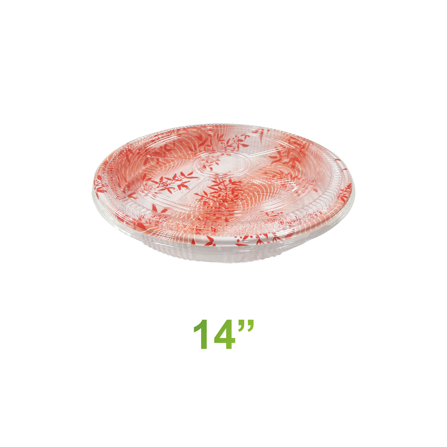 14" - PET Round Sushi Tray Sets - Carton of 120 - KIS PAPER - 5200; $1.03/set