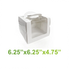6.25" x 6.25" x 4.75" -Window Cake Boxes White with Handle Extra Cake Board -  Carton of 50 - KIS PAPER - 5240; From $1.279/pc