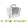 8.125" x 8.125" x 6.625" - Window Cake Boxes White with Handle Extra Cake Board - Carton of 50 - KIS PAPER - 5241; From $1.819/pc