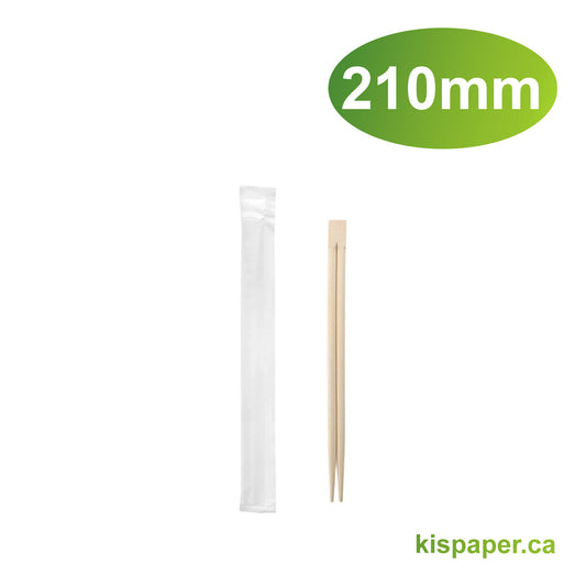 210mm - Bamboo Chopsticks Individual - Carton of 2000 - KIS PAPER - 1197; $0.025/pc