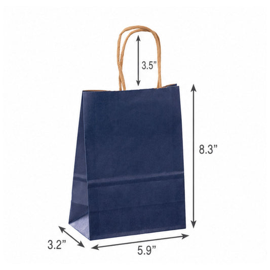 Navy Paper Shopping Bag with Twisted Handles (5.9" x 3.2" x 8.3"), Gem, SKU #6503