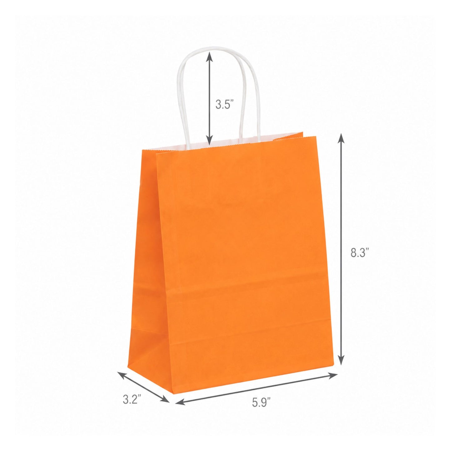 Orange Paper Shopping Bag with Twisted Handles (5.9" x 3.2" x 8.3"), Gem, SKU #6501