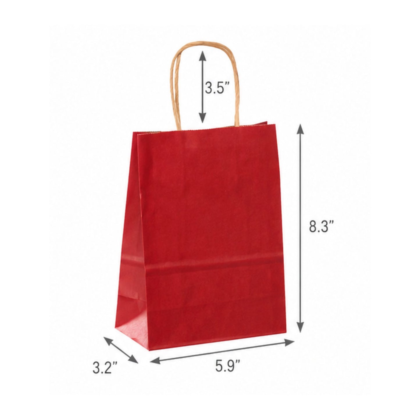 Red Paper Shopping Bag with Twisted Handles (5.9" x 3.2" x 8.3"), Gem, SKU #6497