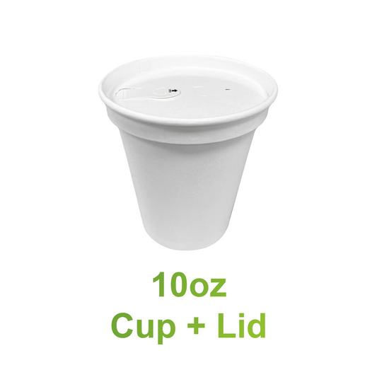 10oz - Paper Hot Coffee Cup Set White with Paper Lid - Carton of 1000 - KIS PAPER - 5139/5145; From $0.19/set