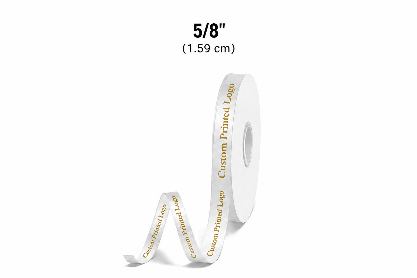 Custom Print White Solid Single-Face Satin Ribbon – 3 Sizes (⅝″, ⅞″, 1½″)