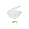 32oz - PET Clear Hinged Containers - Carton of 200 - KIS PAPER - 5274; $0.36/pc