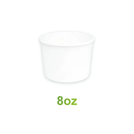 8oz - Paper Soup Container White - Carton of 1000 - KIS PAPER - 5014; From $0.067/pc