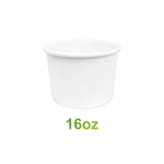 16oz - Paper Soup Container White - Carton of 500 - KIS PAPER - 5017; From $0.126/pc