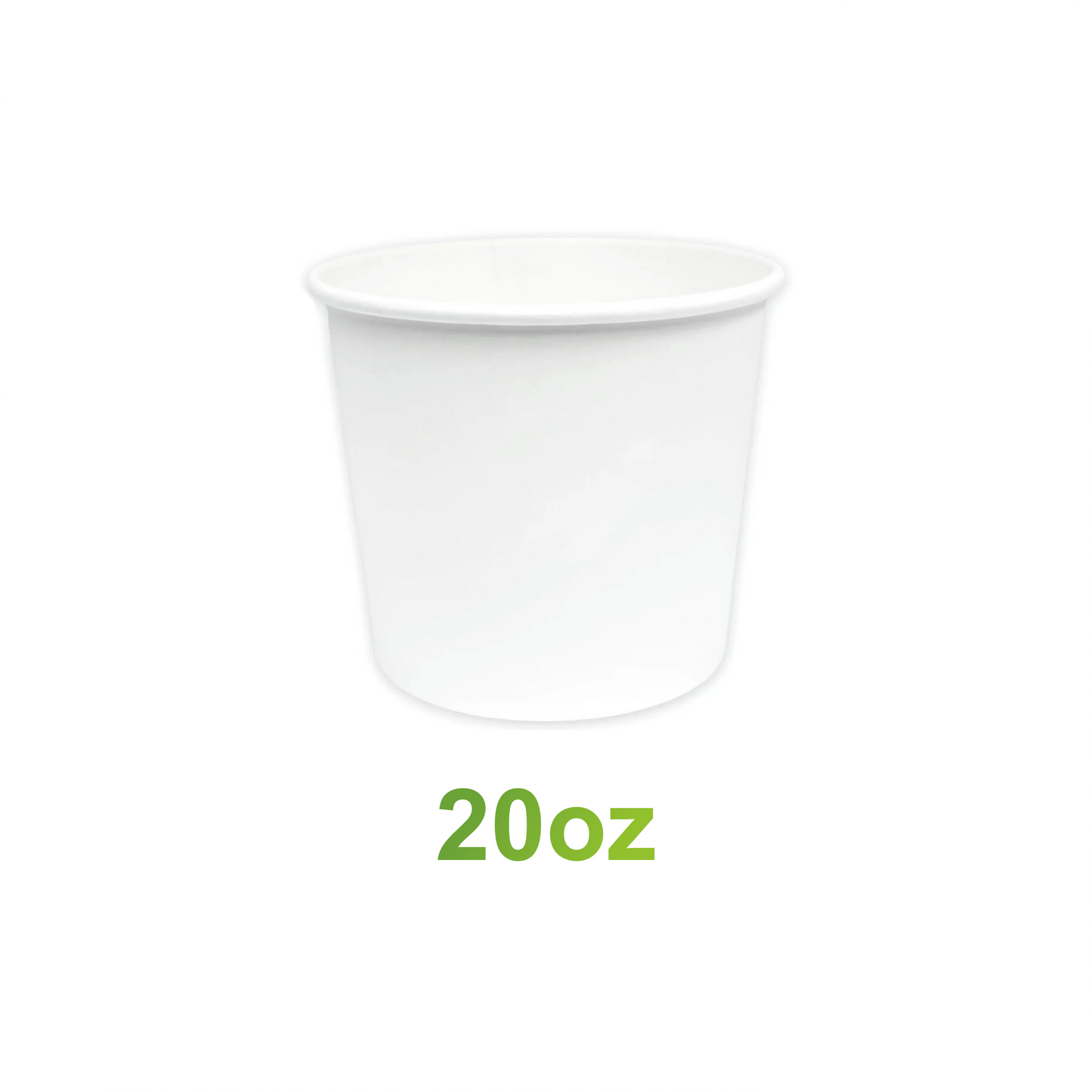 20oz - Paper Soup Container White - Carton of 500 - KIS PAPER - 5018; From $0.13/pc