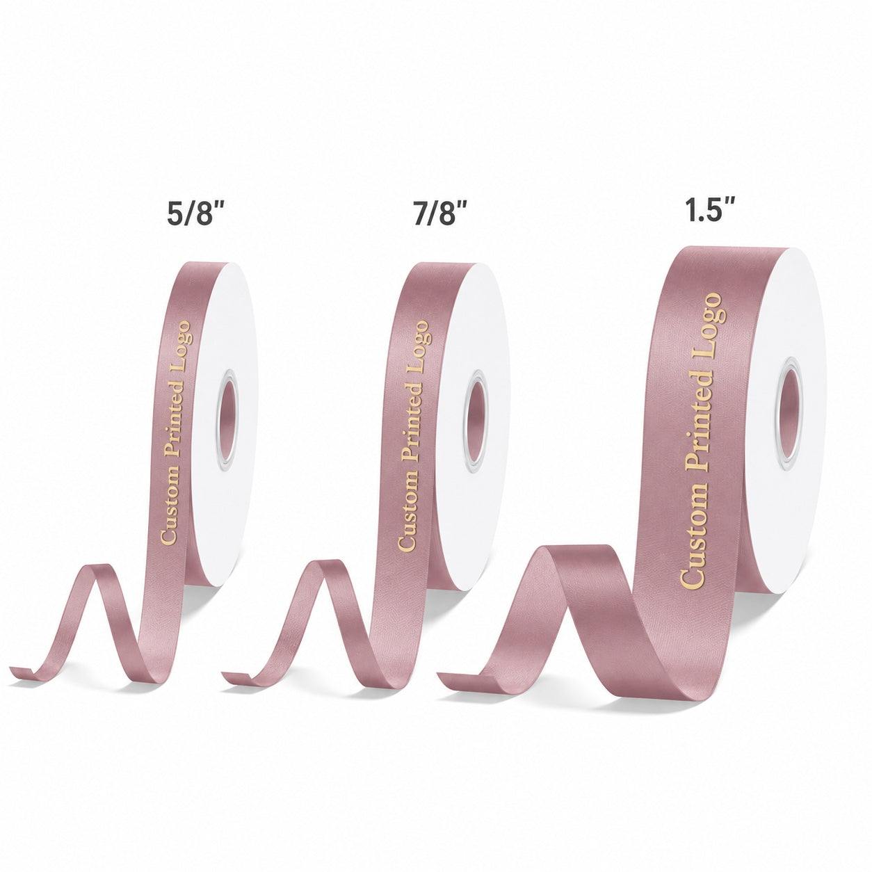 Custom Print Cameo Solid Single-Face Satin Ribbon – 3 Sizes (⅝″, ⅞″, 1½″)
