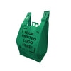 11" x 7" x 20" - Pinch Bottom - Custom Green Non-Woven T-Shirt Bags - Carton of 200 - KIS PAPER - 5251; One Color Custom Print, Printed in Canada