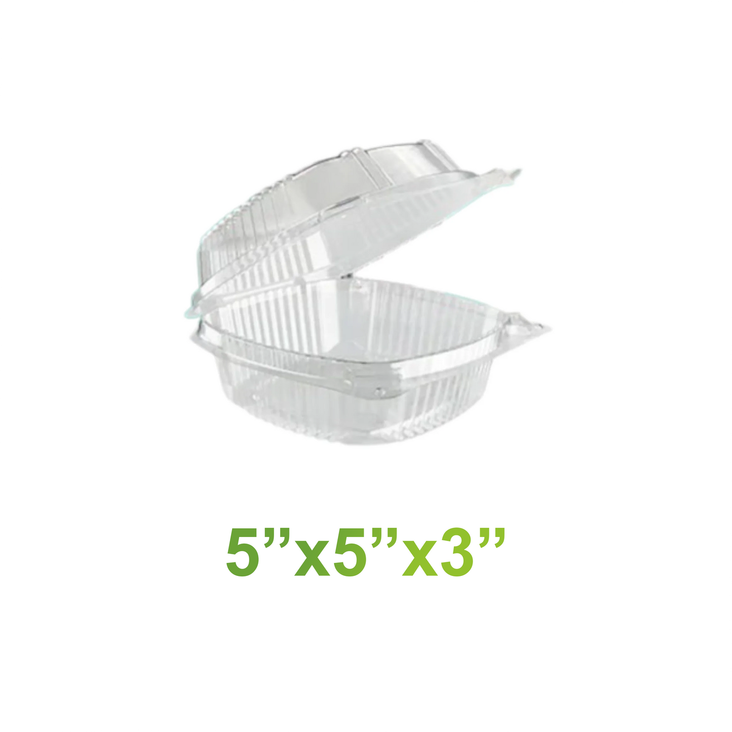 5" - PP Clear Hinged Containers Heat Resistant - Carton of 400 - KIS PAPER - 5062; $0.12/pc