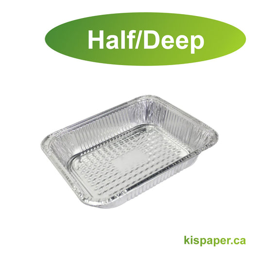 Deep - Aluminum Half Size Heavy-Duty Steam Table Pan - Carton of 100 - KIS PAPER - 5087; $0.561/pc