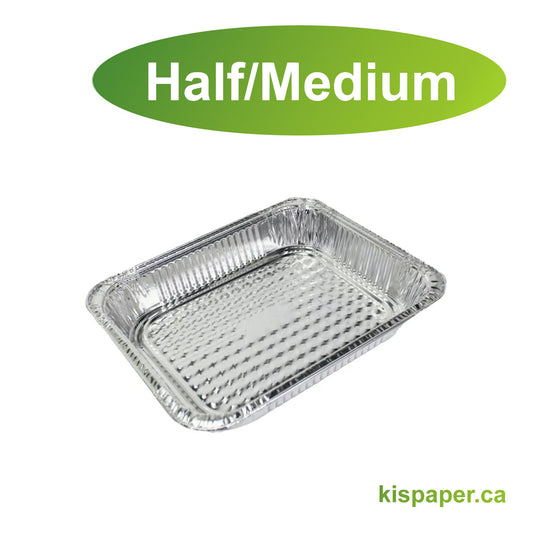 Medium - Aluminum Half Size Heavy-Duty Steam Table Pan - Carton of 100 - KIS PAPER - 5086; $0.524/pc