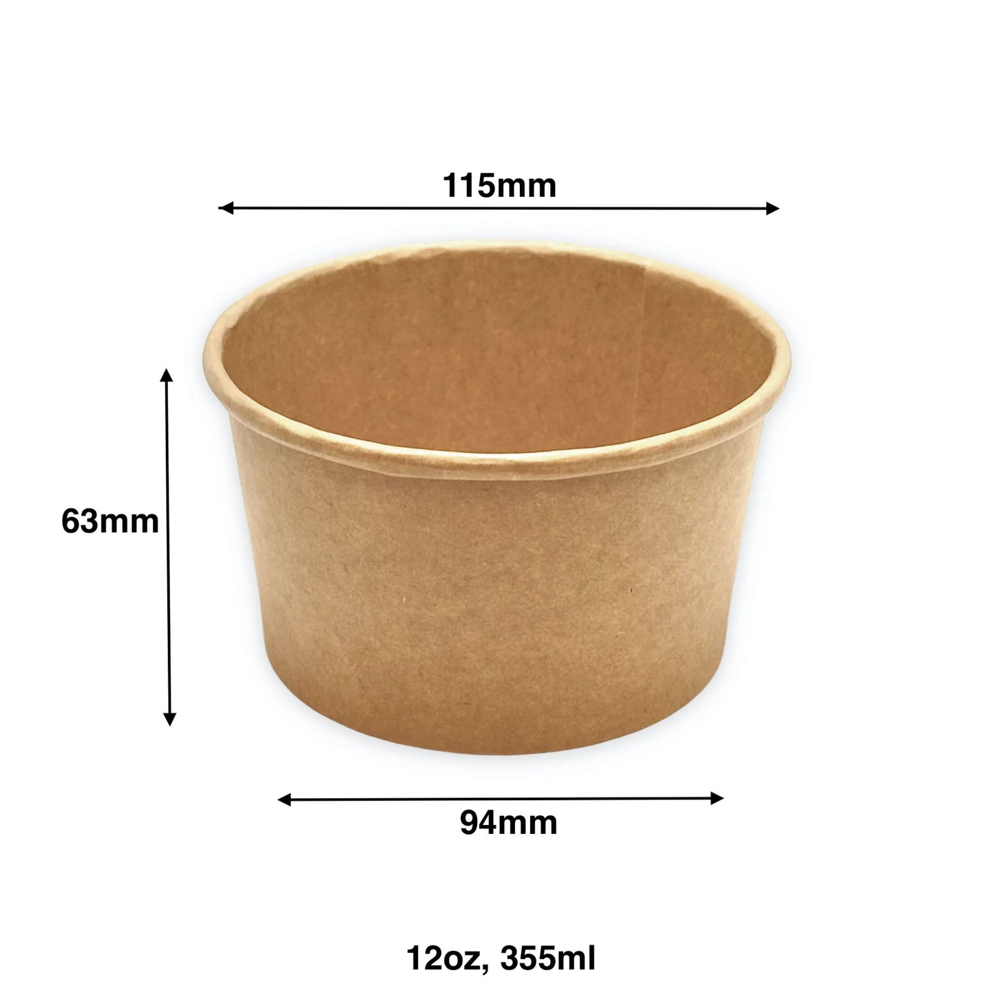 12oz - Paper Soup Containers Kraft - Carton of 500 - KIS PAPER - 1001; From $0.11/pc