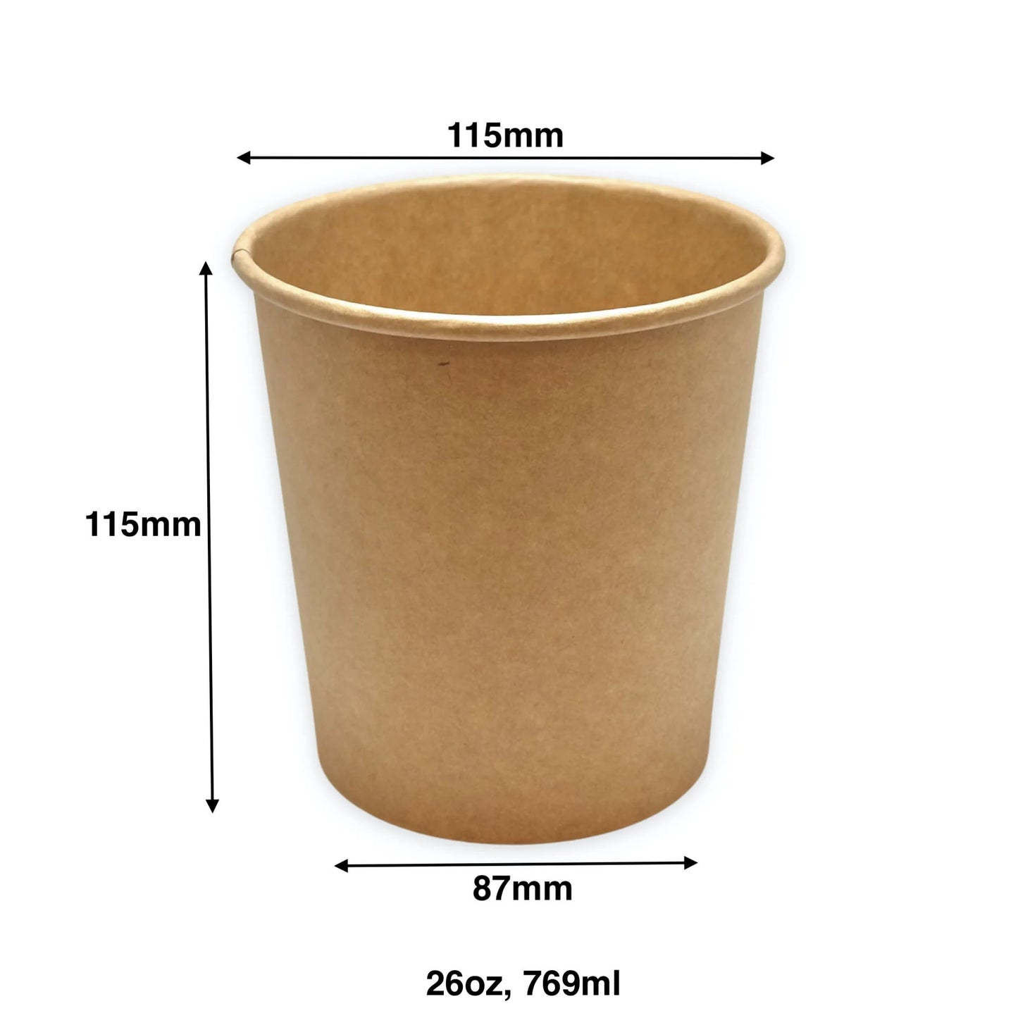 26oz - Paper Soup Containers Kraft - Carton of 500 - KIS PAPER - 1003; From $0.17/pc