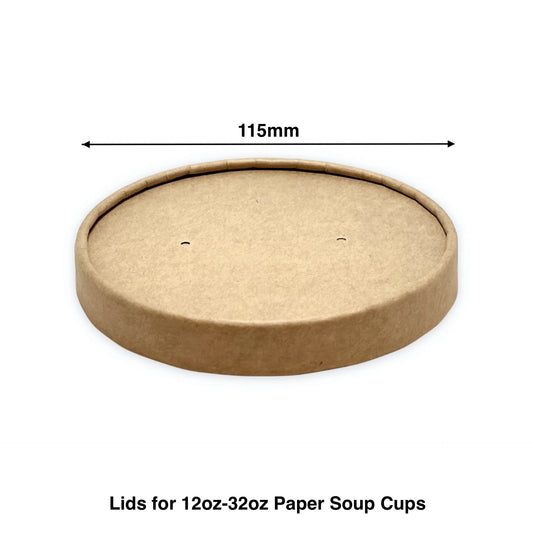 12oz/16oz/24oz/32oz - Kraft Paper Lid for Paper Soup Containers - Carton of 500 - KIS PAPER - 1008; From $0.16/pc