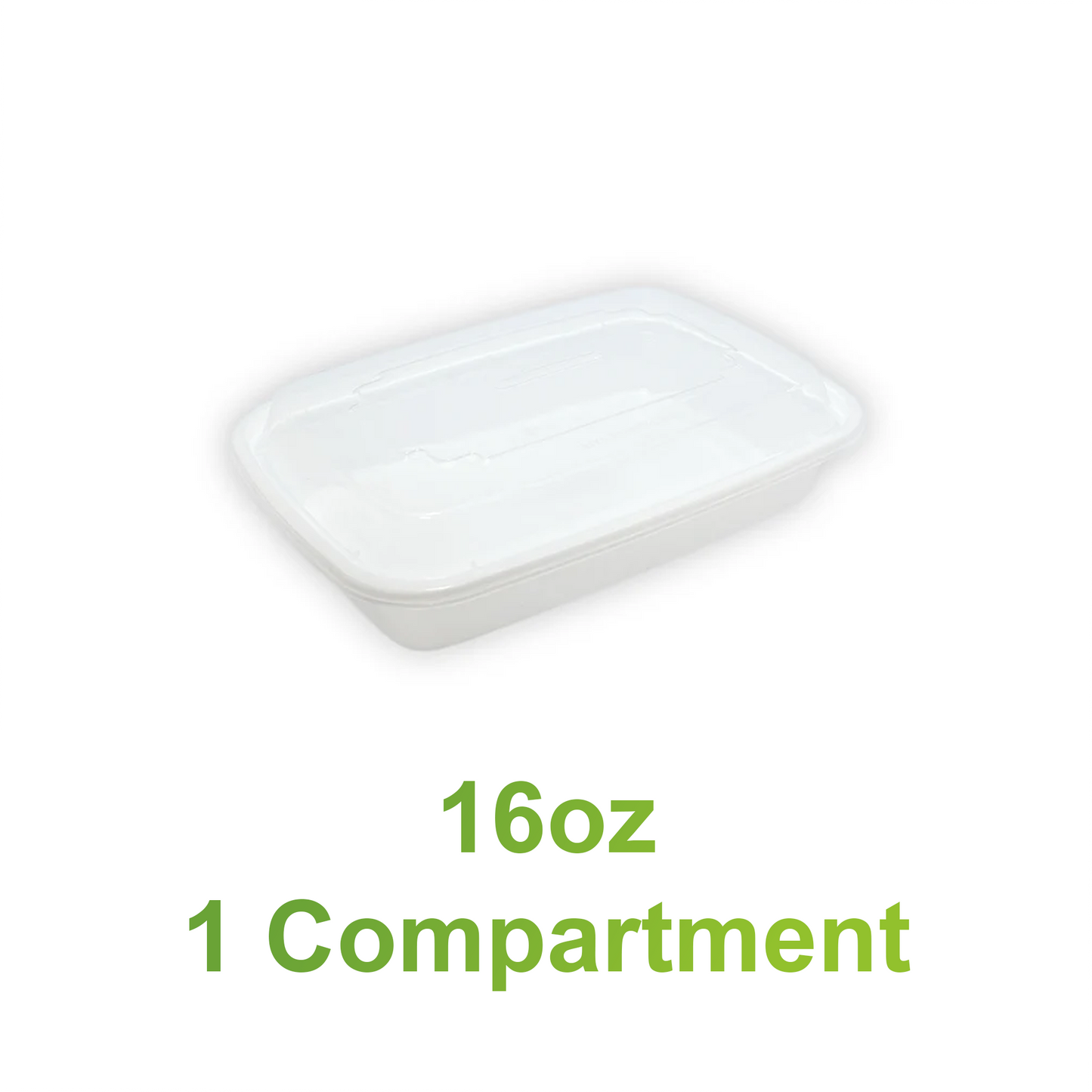 16oz - PP Rectangle Container Combo Set White - Carton of 150 - KIS PAPER - 5153; $0.22/set