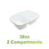38oz - 9" x 6" PP Rectangle Container Combo Set White 2 Compartments - Carton of 150 - KIS PAPER - 5160; $0.31/set