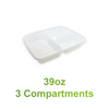 39oz - 9" x 6" PP Rectangle Container Combo Set White 3 Compartments - Carton of 150 - KIS PAPER - 5161; $0.39/set