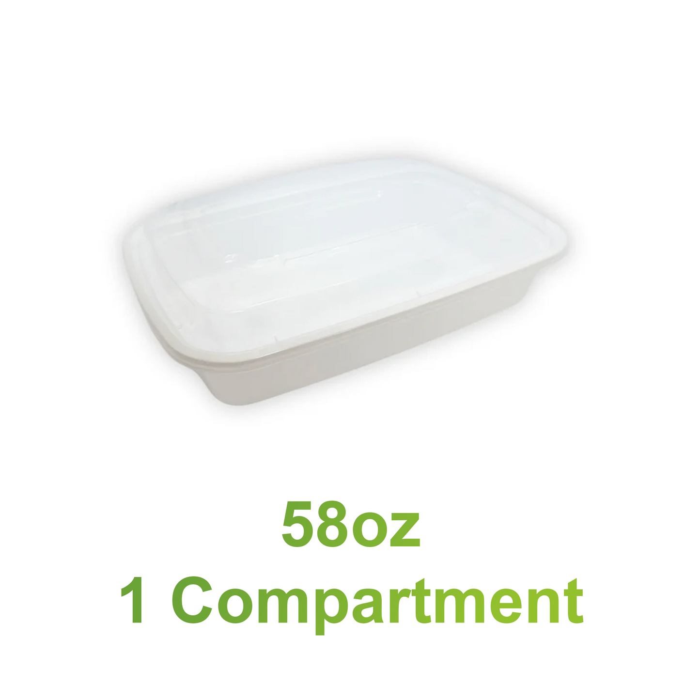 58oz - 10" x 7" PP Rectangle Container Combo Set White - Carton of 150 - KIS PAPER - 5159; $0.44/set