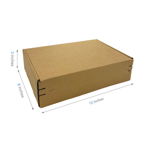 12" x 8" x 3" - Kraft Mailer Boxes Self-Seal Tape - Bundle of 40 - KIS PAPER - 1268; $1.485/pc